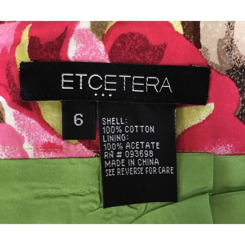 Etcetera Skirt Womens 6 Floral Lined Pockets Clear Sequin Green Pink Blue - Picture 5 of 6